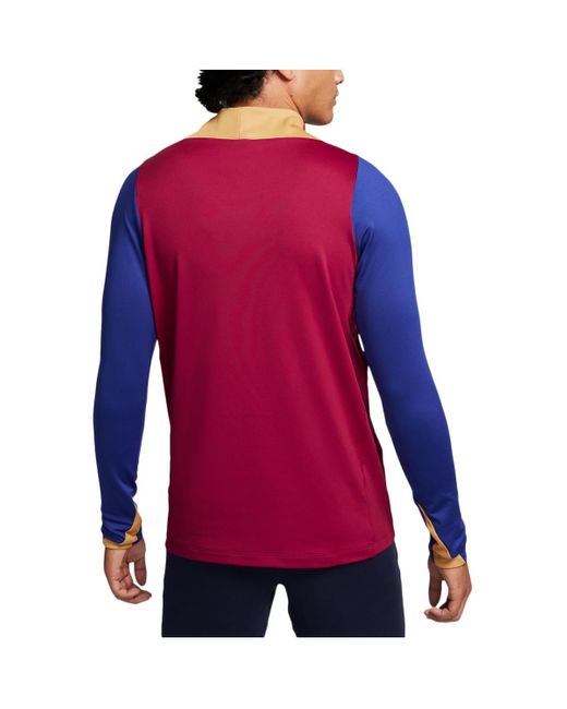 Nike Red Barcelona 2023/24 Drac Pack Strike Drill Performance Quarter-zip Long Sleeve Top for men