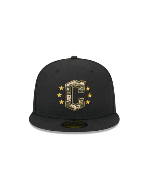KTZ Black Cleveland Guardians 2024 Armed Forces Day On-field 59fifty Fitted Hat for men