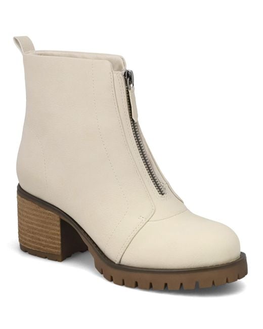 MIA Natural Fabiola Front Zip Stacked Heel Ankle Booties