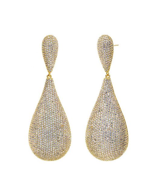By Adina Eden Natural Pave Graduated Dangling Teardrop Stud Earring