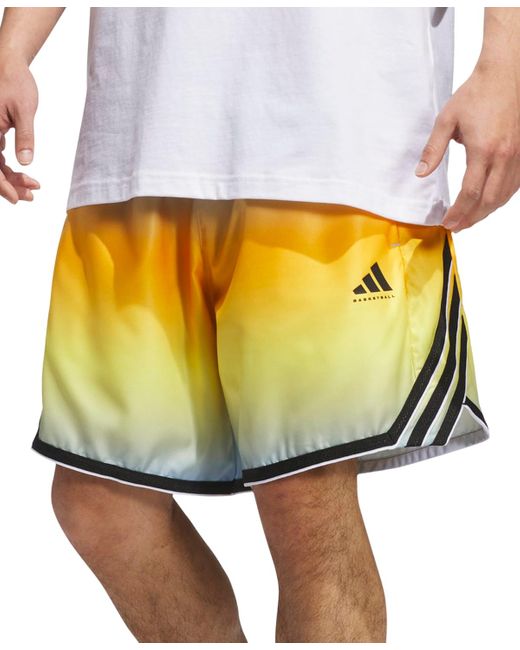 adidas Men's Yellow Faded 3-stripes Logo Shorts