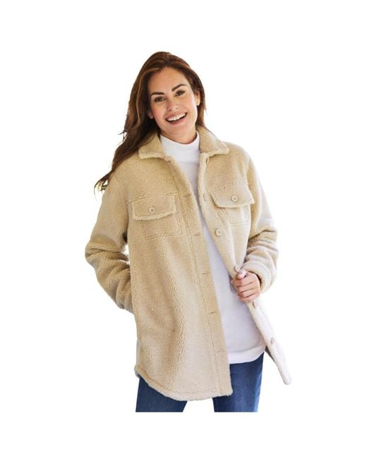 Woman Within White Within Berber Button-front Jacket