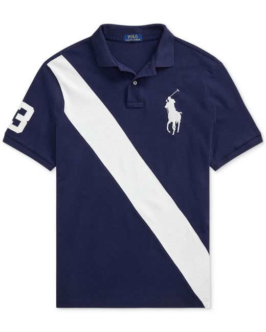 Polo Ralph Lauren Custom Slim Fit Big Pony Mesh Polo Shirt in Blue for ...