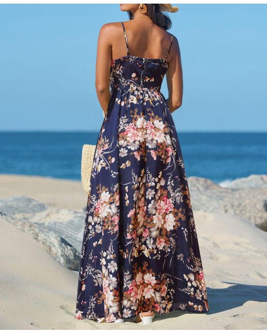CUPSHE Blue Spring Forward Floral Maxi Beach Dress