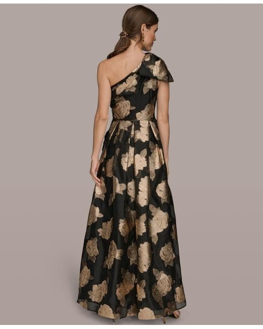Donna Karan Multicolor One Shoulder Print Ball Gown