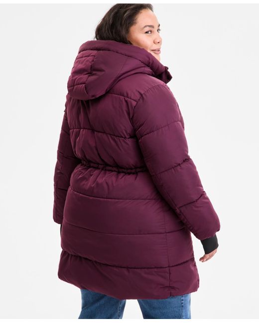 Steve Madden Purple Plus Size Hooded Anorak Puffer Coat