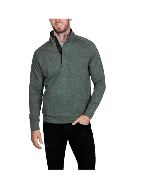 Tailorbyrd Green Hidden Snap Front Quilted Pullover for men