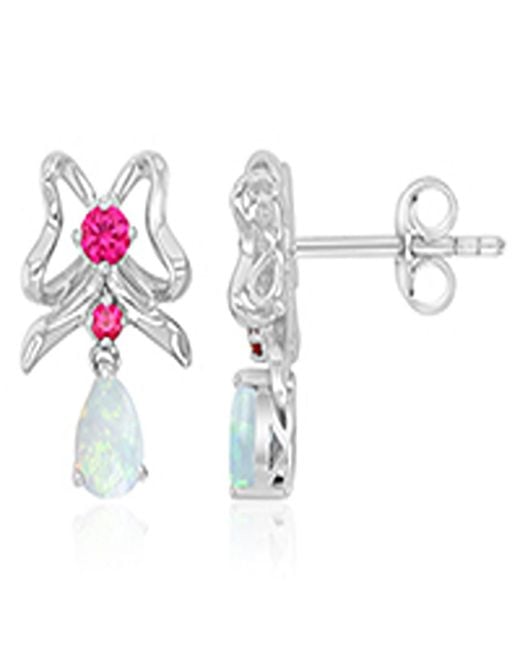 Macy's White Created Opal And Ruby Dangling Earrings