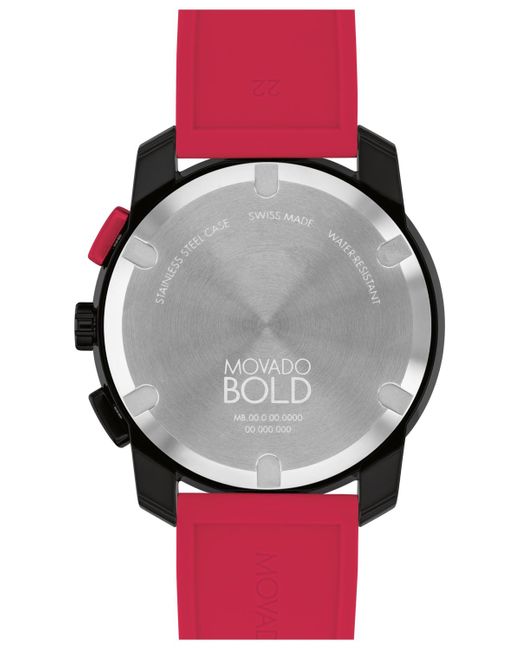 Movado Red Bold Tr90 Swiss Quartz Chrono Silicone Watch 43.50mm for men