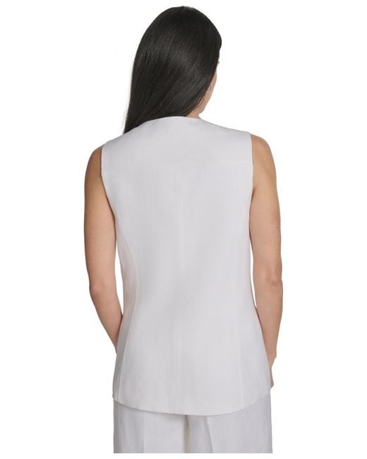 Calvin Klein White Button-front Vest Jacket