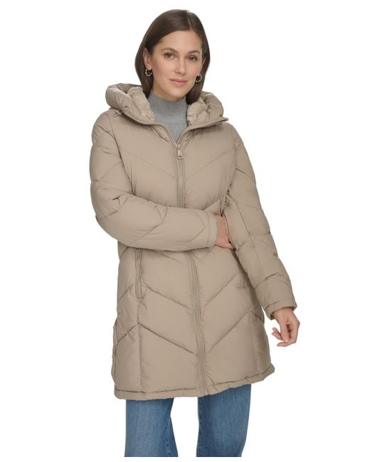 Calvin Klein Natural Lined Hooded Puffer Coat