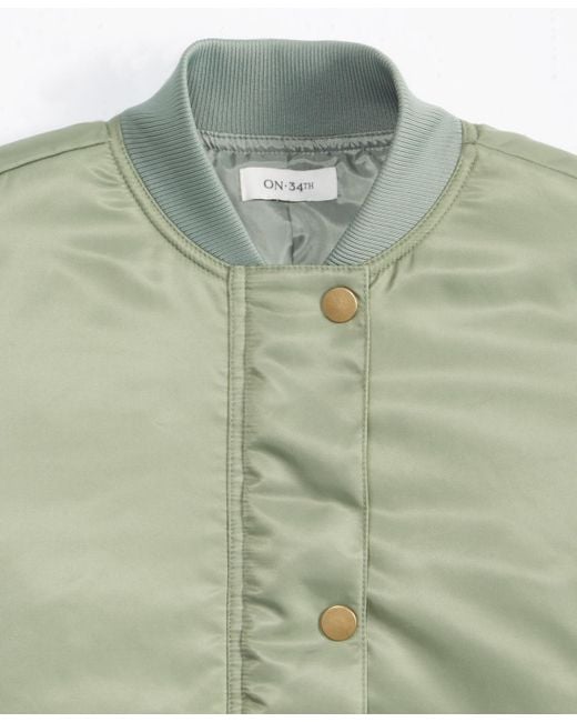 On 34th Green Oversized Bomber Jacket