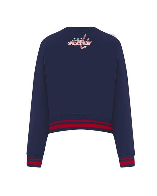 Pro Standard Blue Washington Capitals Area Code Cropped Pullover Sweatshirt