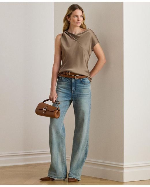 Ralph Lauren Natural Charmeuse Asymmetrical Blouse