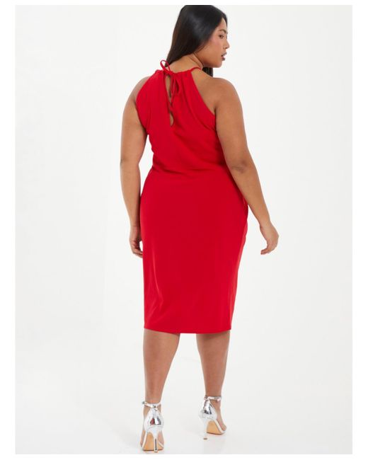 Quiz Red Plus Size High Neck Wrap Dress