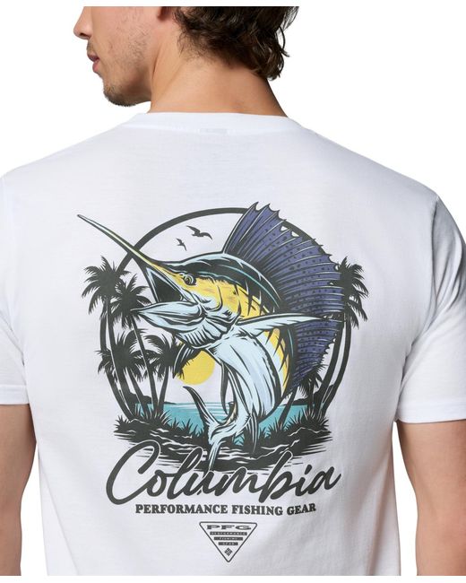 Columbia White Pfg Rico Graphic T-shirt for men