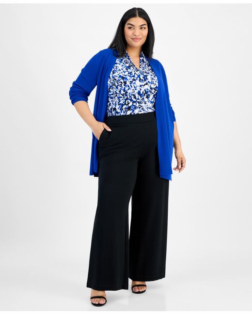 Anne Klein Blue Plus Size Napa Open-front Cardigan