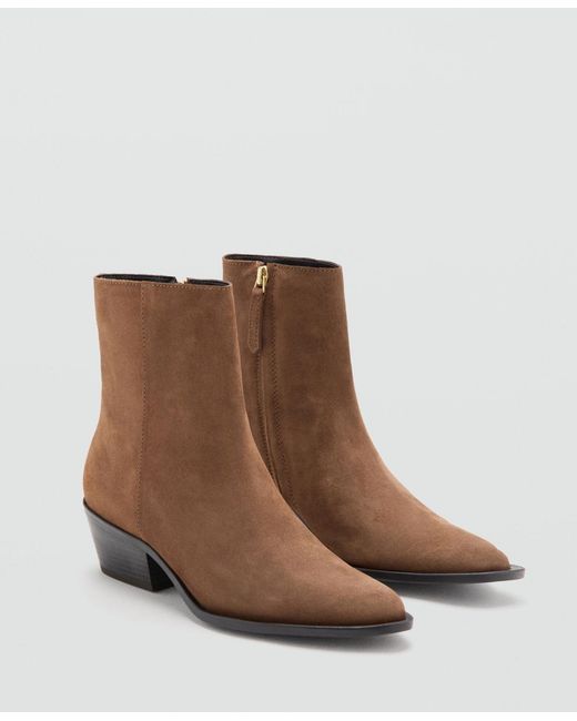 Mango Brown Heel Suede Ankle Boots