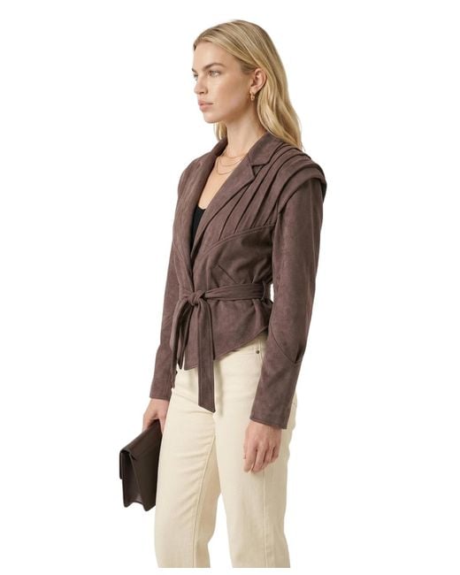 Modenaire Brown Structured Belted Jacket