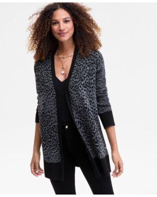 INC International Concepts Multicolor Jacquard Animal Print Long Cardigan Xs 3x Macys Exclusive