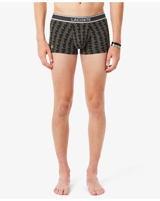 Lacoste Black 3-pack Monogram Trunks for men