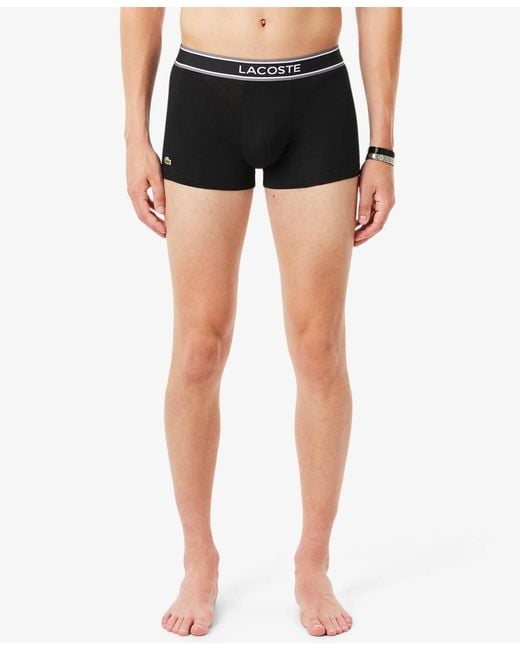Lacoste Black 3-pack Monogram Trunks for men