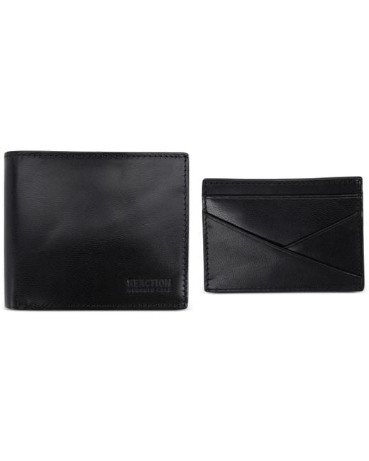 Kenneth Cole Black Kurtz Slim-fold Wallet & Card Case for men