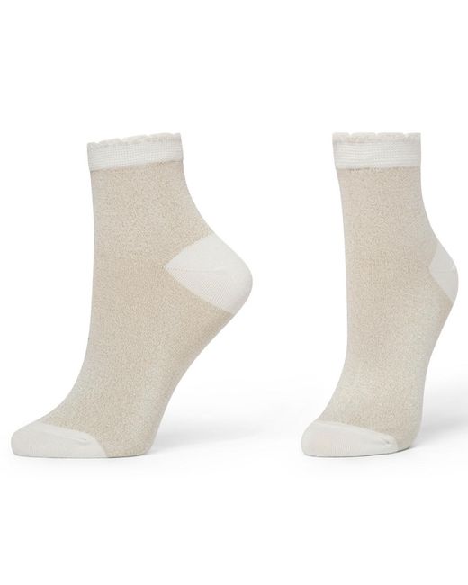 Hue White 2-pack Metallic Opaque Anklet Socks