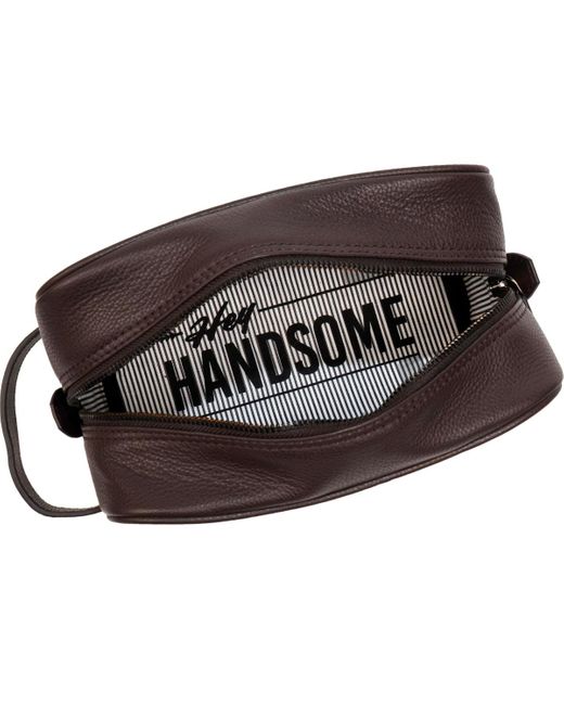 Boarding Pass Brown The Hey Handsome Pebble Grain Genuine Leather Toiletry Dopp Kit