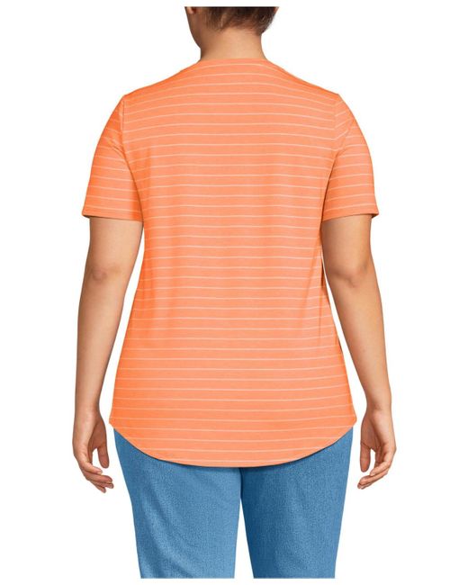 Lands' End Orange Plus Size Short Sleeve Power Performance Scoop Neck Curved Hem Tunic Tee