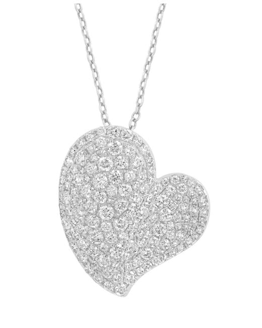 Effy White Effy Diamond Pave Heart 18" Pendant Necklace (1-3/8 Ct. T.w.