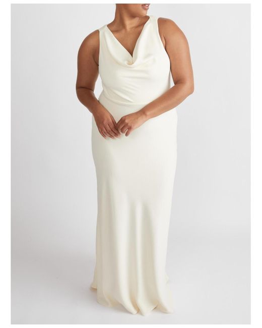 Six Stories White Cowl Front Crepe Bridesmaid Dress