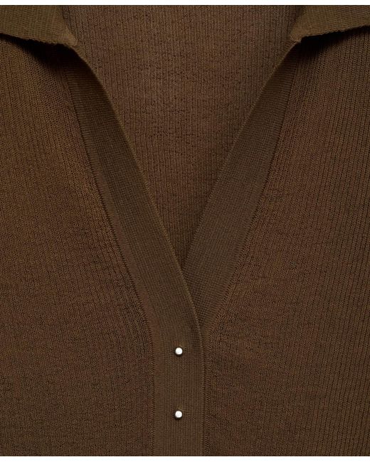Mango Brown Ribbed Polo Neck Sweater