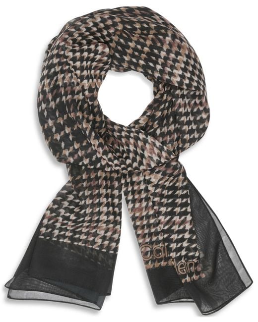 Calvin Klein Gray Houndstooth Print Wrap