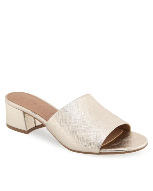 Aerosoles Natural Como Round Toe Slide Sandals