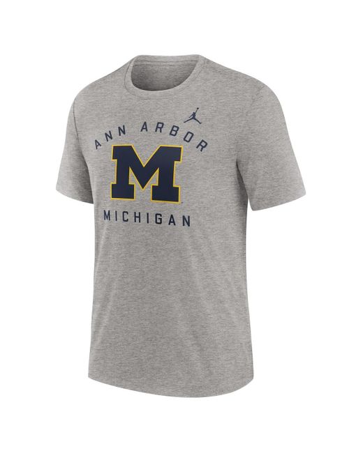 Nike Gray Michigan Wolverines Campus Primary Location Tri-blend T-shirt for men