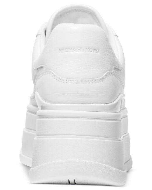 Michael Kors White Michael Hayes Empire Logo Lace-up Platform Sneakers