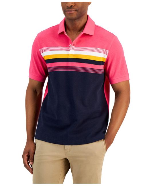 Club Room Chest Stripe Polo, Created For Macy's in Blue for Men | Lyst