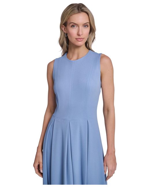 Calvin Klein Sleeveless Pleated Midi Dress in Natural | Lyst Calvin Klein Sleeveless Pleated Midi Dress in Natural | Lyst