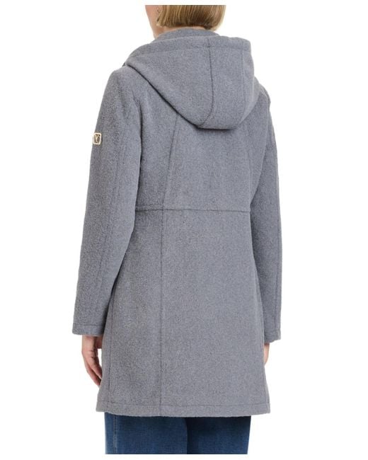 Vince Camuto Gray Zip Front Walker Coat With Detachable Hood