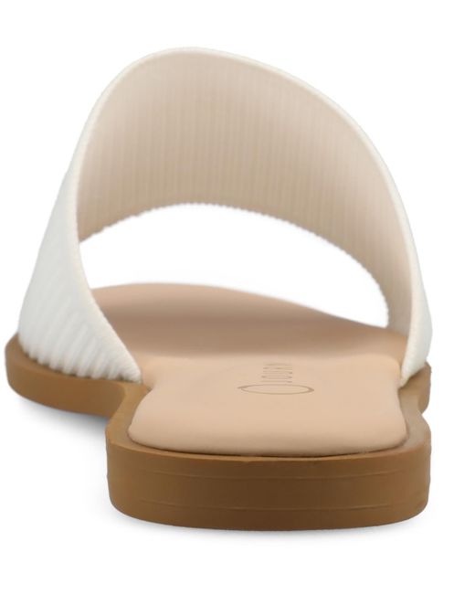 Journee Collection White Prisilla Single Band Slide Flat Sandals