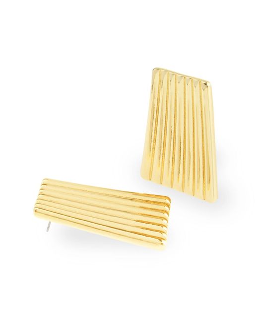 Steve Madden Metallic Gold Vintage Ribbed Tapered Button Earrings