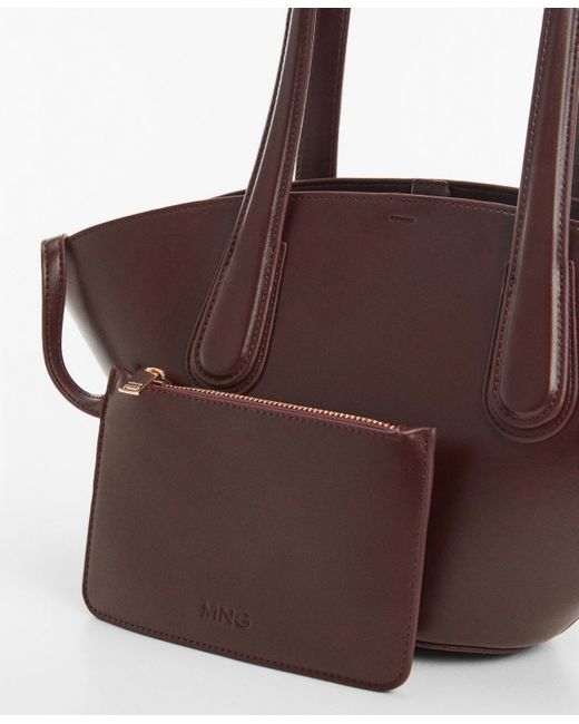 Mango Brown Leather-effect Shopper Bag