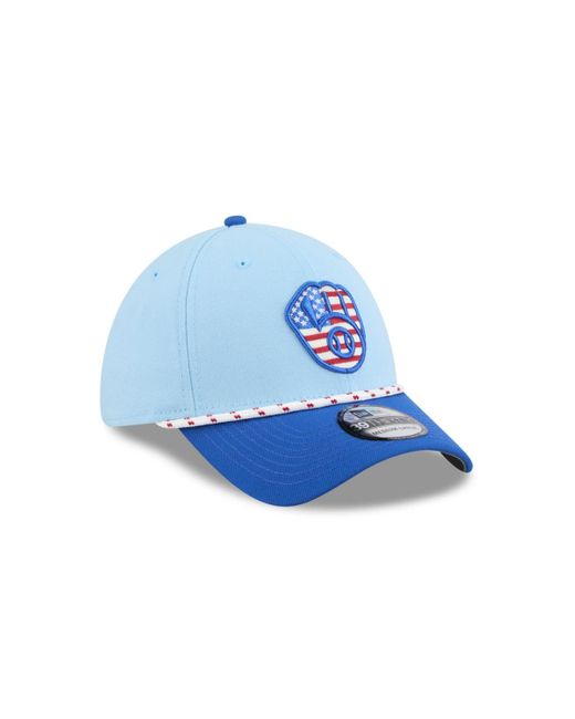 KTZ Light Blue/blue Milwaukee Brewers 2025 Fourth Of July 39thirty Flex Hat for men