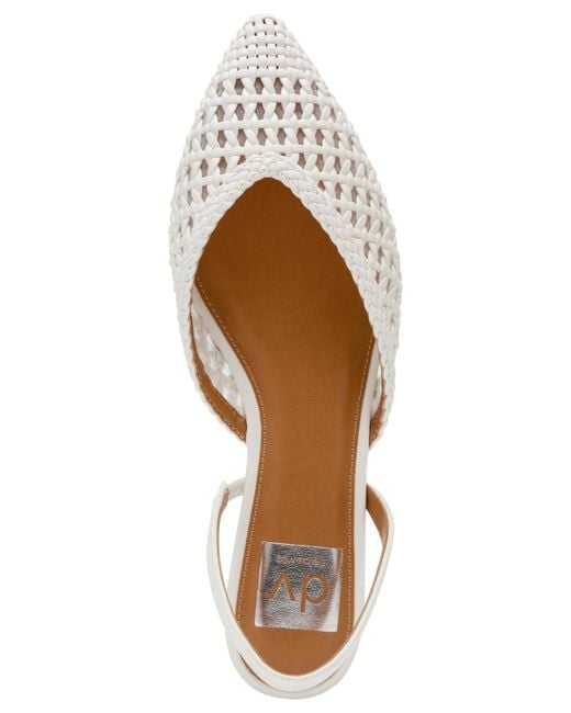 Dolce Vita White Cashe Woven Slingback Pointed-toe Flats