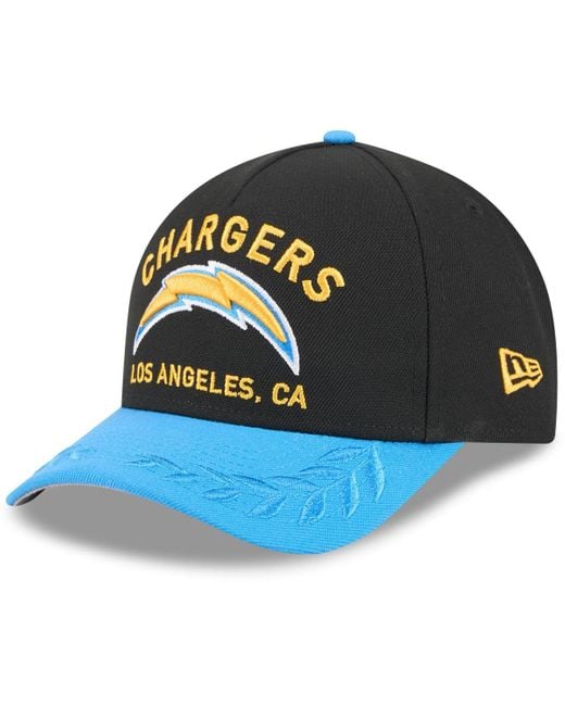 KTZ Black/powder Blue Los Angeles Chargers 2025 Nfl Draft 9forty A-frame M-crown Adjustable Hat for men