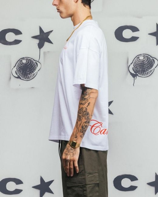 carre White Side Script Oversized T-shirt for men