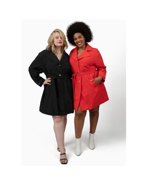 See Rose Go Red Plus Size Tech Twill Trench Coat