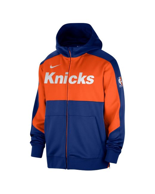 Nike Orange New York Knicks Authentic On-court Showtime Performance Full-zip Hoodie for men