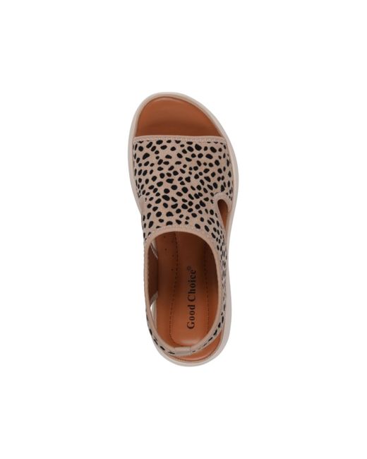 Gc Shoes Brown Romy Stretch Lycra Wedge Sandals
